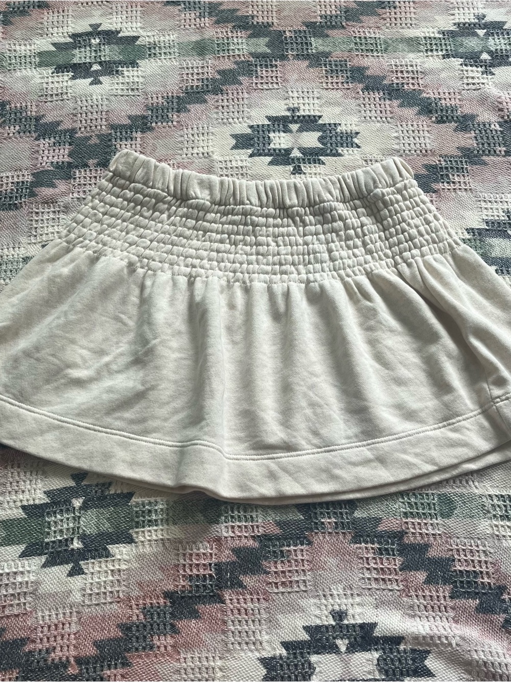 Aerie Women's Smocked Waist Cream Mini Skirt